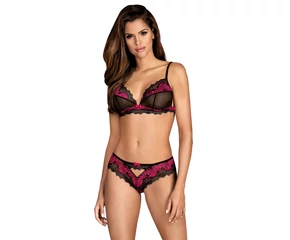 Obsessive Tulia - csipkés fehérnemű szett (fekete-pink)