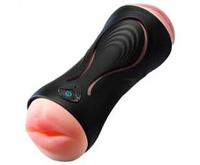 Leopard - száj és műpunci pénisz vibrátor (natúr)