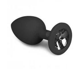 Easytoys Diamond - fehér köves anál dildó (kicsi) - fekete