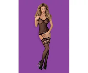 Obsessive F214 - mintás necc szett, hálós combszegéllyel (fekete)