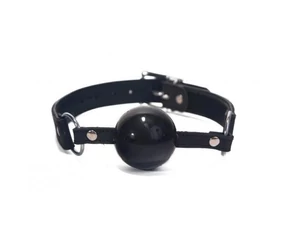 Silicone Ball Gag Nubuck Leather