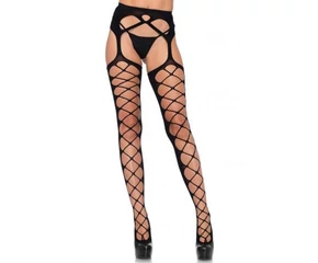 Diamond net opaque stockings, black, O/S