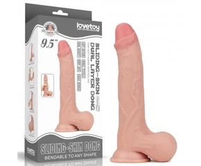 9.5'' Sliding Skin Dual Layer Dong - Whole Testicle