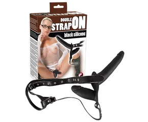 Felcsatolható, szilikon dildó-duó (fekete)