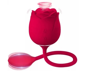 LONELY ROSE - AKKUS, LÉGHULLÁMOS 2IN1 RÓZSA VIBRÁTOR (PIROS)