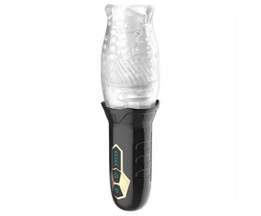 FFunny Me Bellucci 360 - forgó-rezgő maszturbátor (áttetsző-fekete)