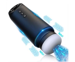 Leopard - fel-le mozgó, szívó-vibráló maszturbátor (fekete)