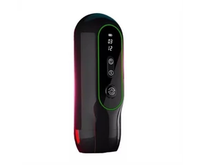 Leopard - vibráló fel-le mozgó maszturbátor (fekete)