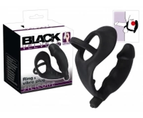 Black Velvet - péniszes análvibrátor pénisz- és heregyűrűvel (fekete)