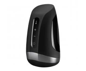 Satisfyer Men Heat - akkus, melegítős makk vibrátor (fekete)