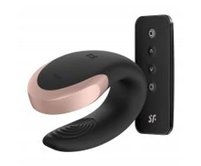 Satisfyer Double Love - okos, akkus, vízálló, rádiós párvibrátor (fekete)