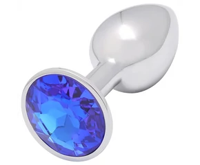 Sunfo - fém anál plug kék kővel (ezüst)
