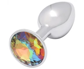 Sunfo - fém anál plug sárga kővel (ezüst)