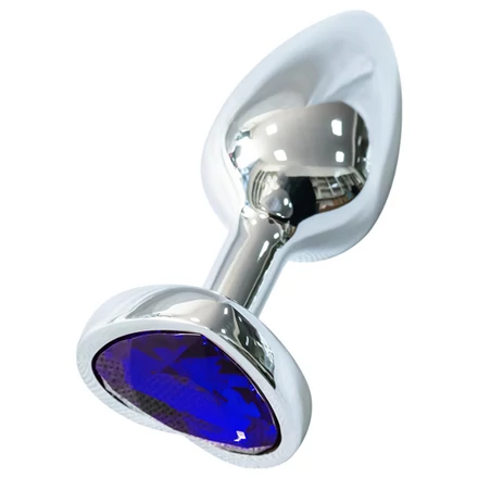 Sunfo - fém anál plug szív alakú sötétlila kővel (ezüst)