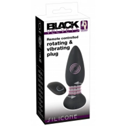 Black Velvet - akkus, rádiós, forgó gyöngyös anál vibrátor (fekete)