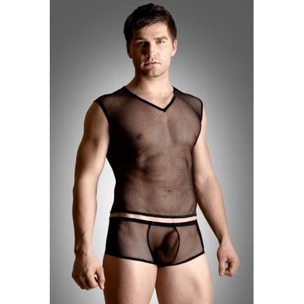 Net set - shirt and thong - black    M/L