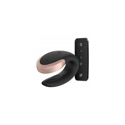 Satisfyer Double Love - okos, akkus, vízálló, rádiós párvibrátor (fekete)