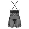 Obsessive 838-BAB-1 - áttetsző,pikáns csipkés babydoll tangával (fekete)