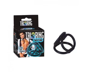 TRI RING COCK CAGE BLACK