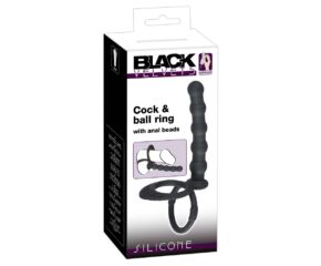 Black Velvet - here- és péniszgyűrű análdildóval (fekete)