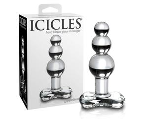 Icicles No. 47 - tripla gyöngyös, üveg anál dildó (áttetsző)