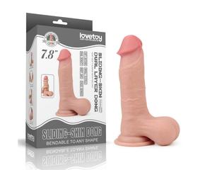 7.8'' Sliding Skin Dual Layer Dong - Whole Testicle