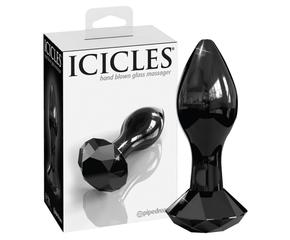 Icicles No. 78 - kúpos üveg anál dildó (fekete)