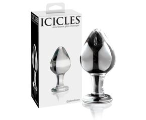 Icicles No. 25 - kúpos, üveg anál dildó (áttetsző)