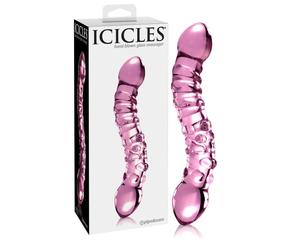 Icicles No. 55 - kétvégű, G-pont üveg dildó (pink)