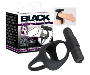 Black Velvet - vibrációs pénisz- és heregyűrű (fekete)