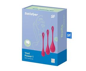 SATISFYER YONI POWER 1 - GÉSAGOLYÓ SZETT - PIROS (3 RÉSZES)