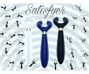 Satisfyer Partner Multifun 3 - akkus, vízálló párvibrátor (kék)