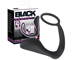 Black Velvet análujj péniszgyűrűvel - Fekete