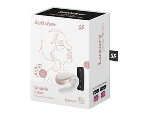 Satisfyer Double Love - okos, akkus, vízálló, rádiós párvibrátor (fehér)