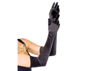 Extra Long Satin Gloves, black, O/S