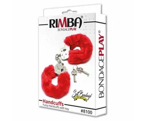 Police Handcuffs With Soft Red Fur Police Handcuffs With Soft Red Fur