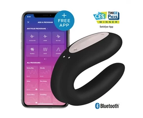 Satisfyer Double Joy - okos, akkus, vízálló párvibrátor (fekete)