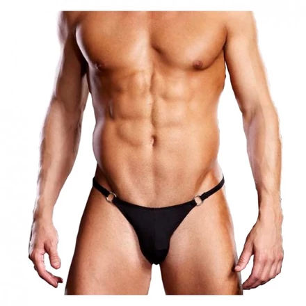 Microf. Thong w. Metal Rings Bl. 
