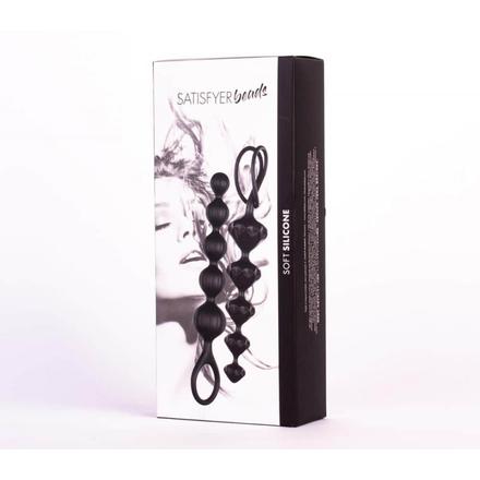 Satisfyer Beads - gyöngyös anál dildó szett - fekete (2 részes)