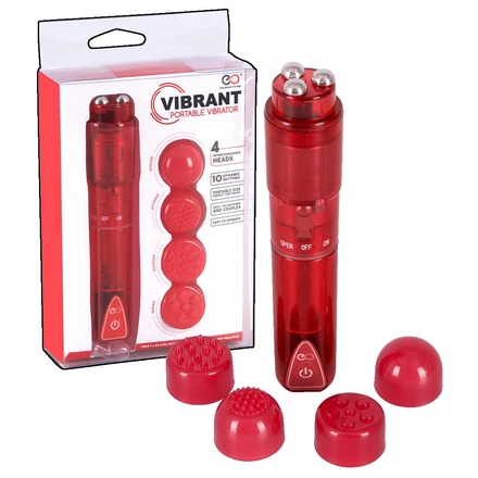 Hordozható vibrátor szett - piros (5 részes)