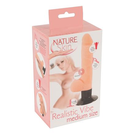 Nature Skin M - herés, tapadótalpas élethű vibrátor (natúr)