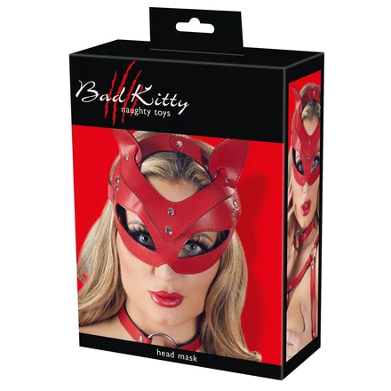 Bad Kitty - vadóc cica maszk fülekkel (piros)