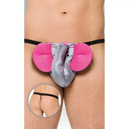 Elefántos tanga ezüst, pink fülekkel  S / L 