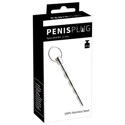 Penisplug Stick - gyűrűs, acél húgycsőtágító dildó (0,6-1,1cm)