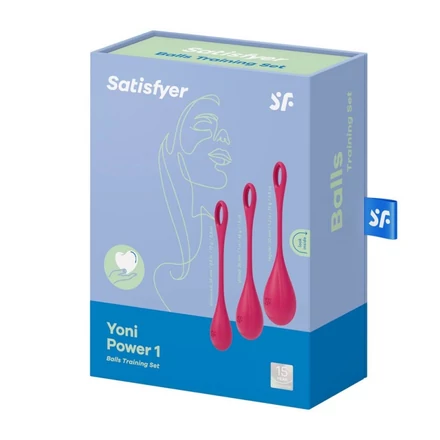 SATISFYER YONI POWER 1 - GÉSAGOLYÓ SZETT - PIROS (3 RÉSZES)