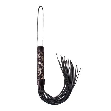 White Leather Base With Black Fishnet Patterned Whip