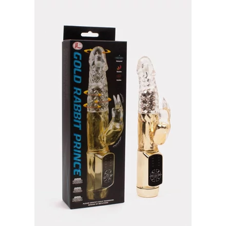 Gold Rabbit Prince Vibrating &amp; Rotating Penis Gold Clear