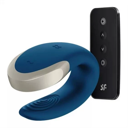 Satisfyer Double Love - okos, akkus, vízálló, rádiós párvibrátor (kék)